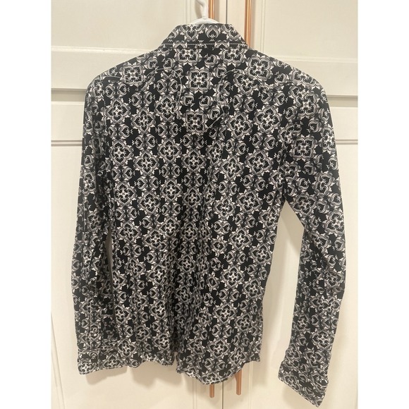 Cruel Girl Western Shirt Medium Black White Print Long Sleeve pearl snap horse - Picture 4 of 7
